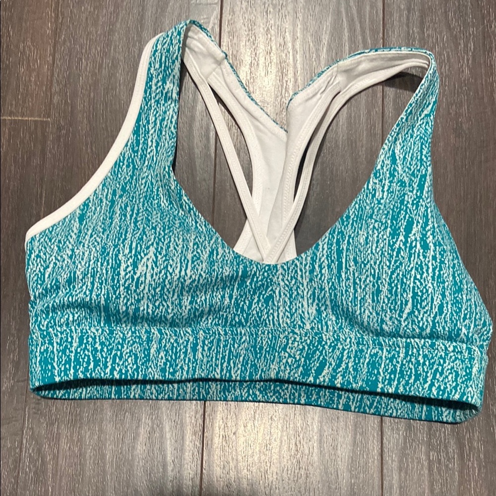 Women's Blue Patterned Sports Bra